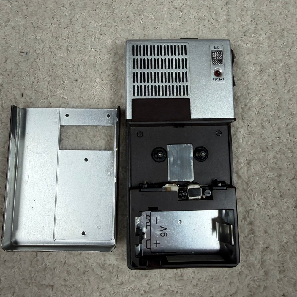 Vintage Norelco NT III Mini Cassette Recorder Silver Brown Case Parts Only - Picture 3 of 9
